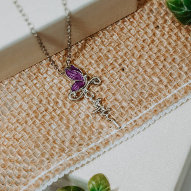 Faith Butterfly Necklace – Purple